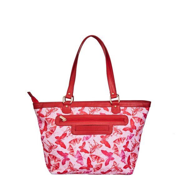 Hand Crafted Fabric Butterfly Print Women Shoulder Tote Bag, Top Handle Bag - Picture 8 of 8